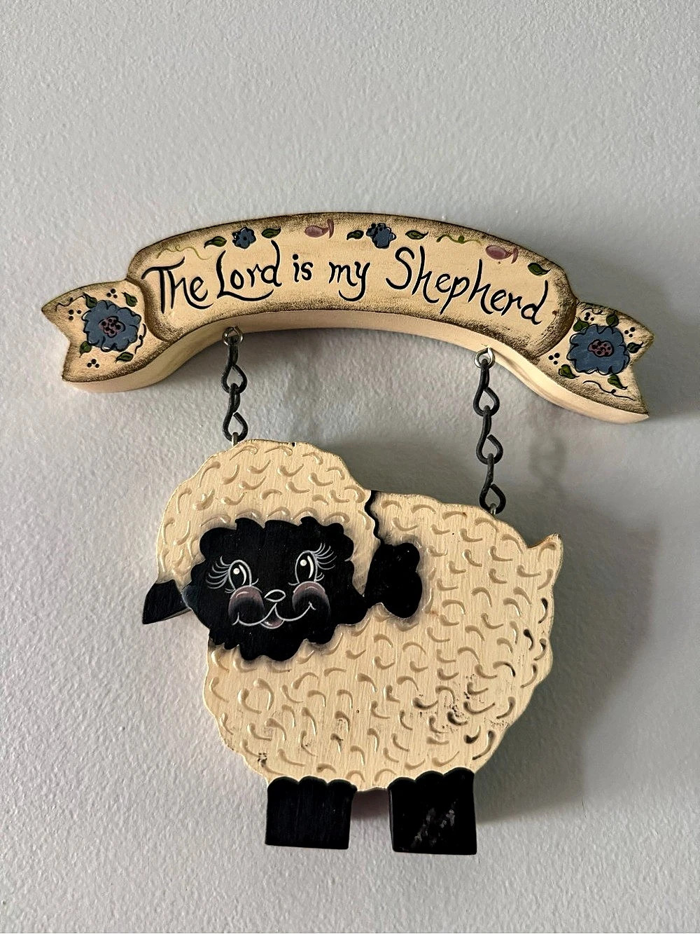 The Lord Is My Shepherd Sheep Wall Decor- Baby Nursery - wood Folk Art